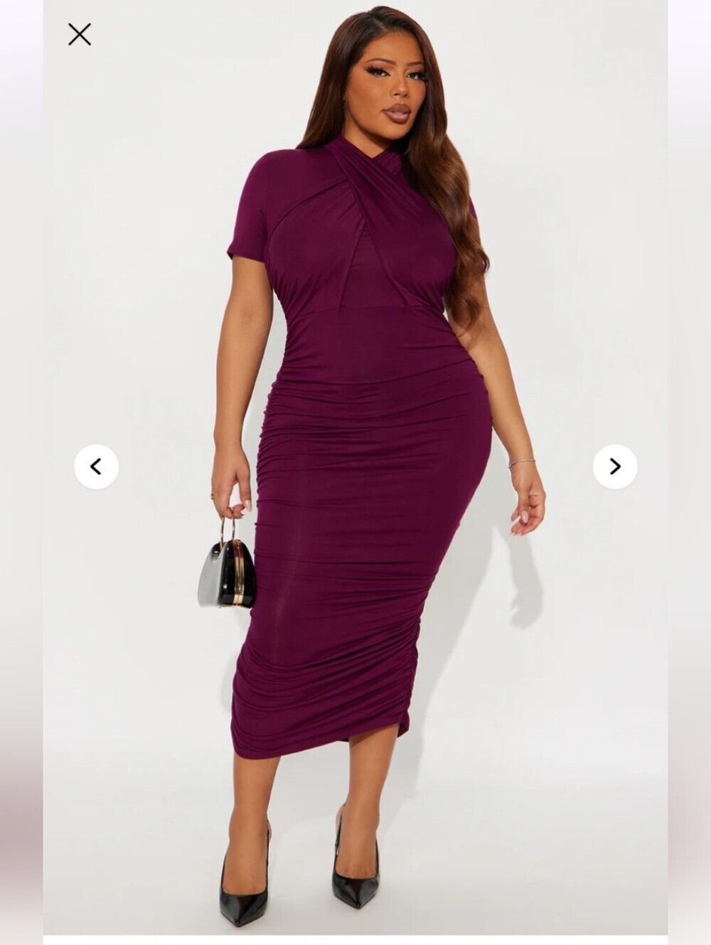 Fashion Nova She Said Draped Midi Dress - Burgundy 1X (EUC)